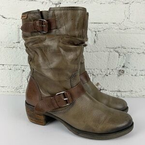 Pikolinos Le Mans Brown Biker Buckle Leather Boots 38